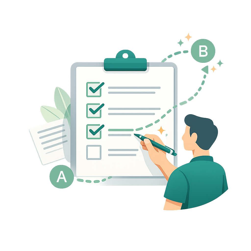 Checklist guidée étape par étape
